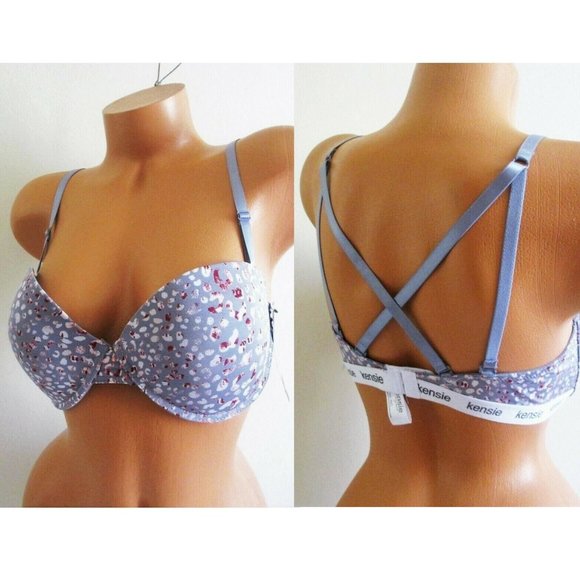 Kensie Other - Kensie Strapless Push Up Bra 38C Padded Multi way Convertible Gray Pink Leopard